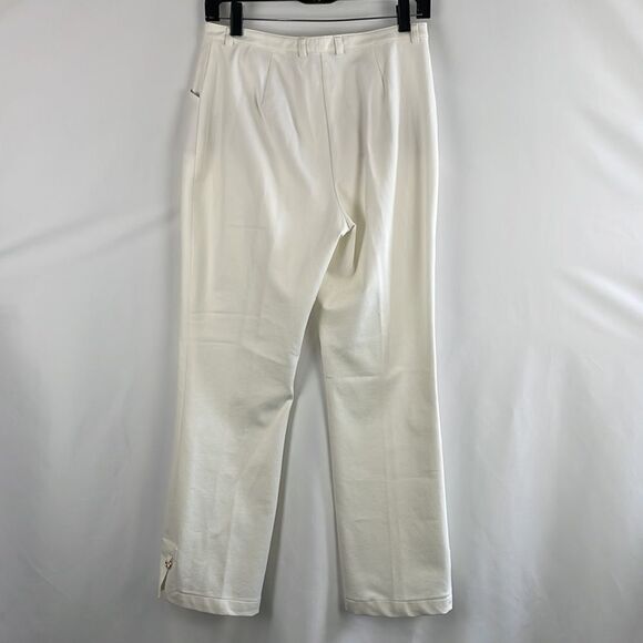 St John White Cropped Slacks with Gold Detail - Picture 4 of 6